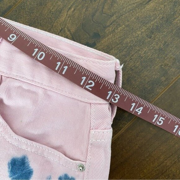 Pacsun Pink Tie Dye Denim Ultra High Rise Vintage Short Waisted Festival Shorts - Picture 7 of 8